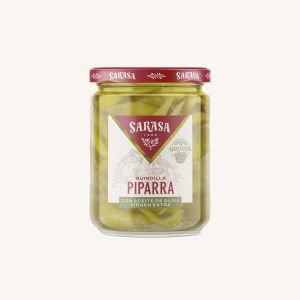 Sarasa Piparra chilli peppers (Guindilla Piparra) with extra virgin olive oil, from Navarra, small jar 190g drained